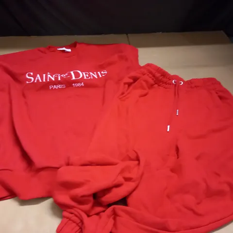 STRADIVARIUS RUE SAINT DENIS RED SWEATSHIRT AND SWEATPANTS - SIZE EU S/XS