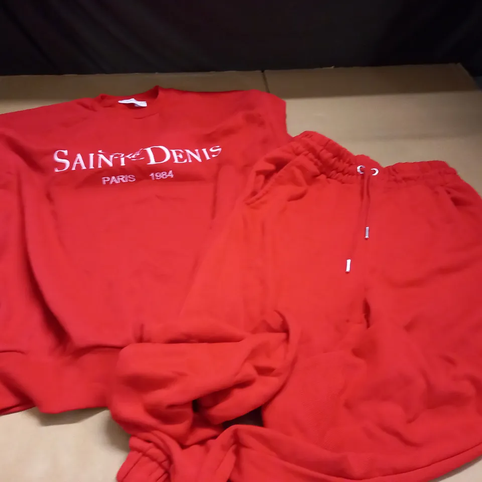 STRADIVARIUS RUE SAINT DENIS RED SWEATSHIRT AND SWEATPANTS - SIZE EU S/XS