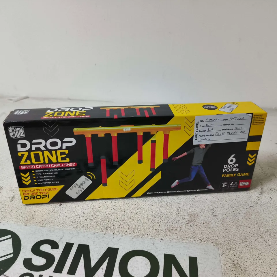 BOX OF APPROXIMATELY 12 ASSORTED TOYS INCLUDING RUBIKS CUBE AND DROP ZONE