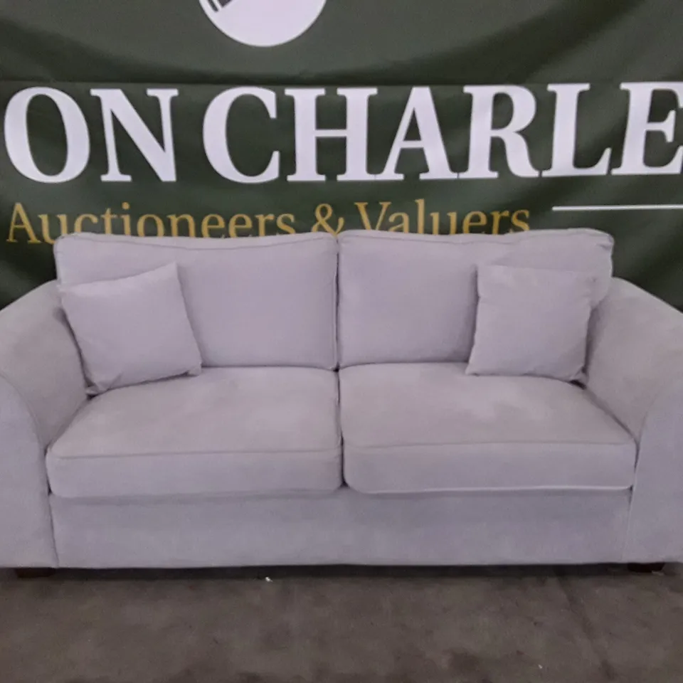 QUALITY DESIGNER 3 SEATER SOFA - LIGHT GREY FABRIC