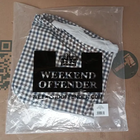 BAGGED WEEKEND OFFENDER IVAN CHECK SHORTS - MID HOUSE CHECK SIZE MEDIUM