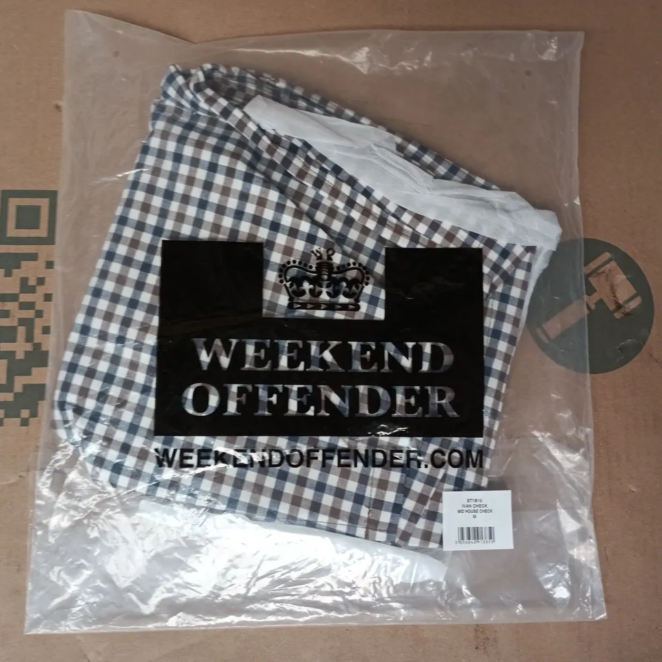 BAGGED WEEKEND OFFENDER IVAN CHECK SHORTS - MID HOUSE CHECK SIZE MEDIUM