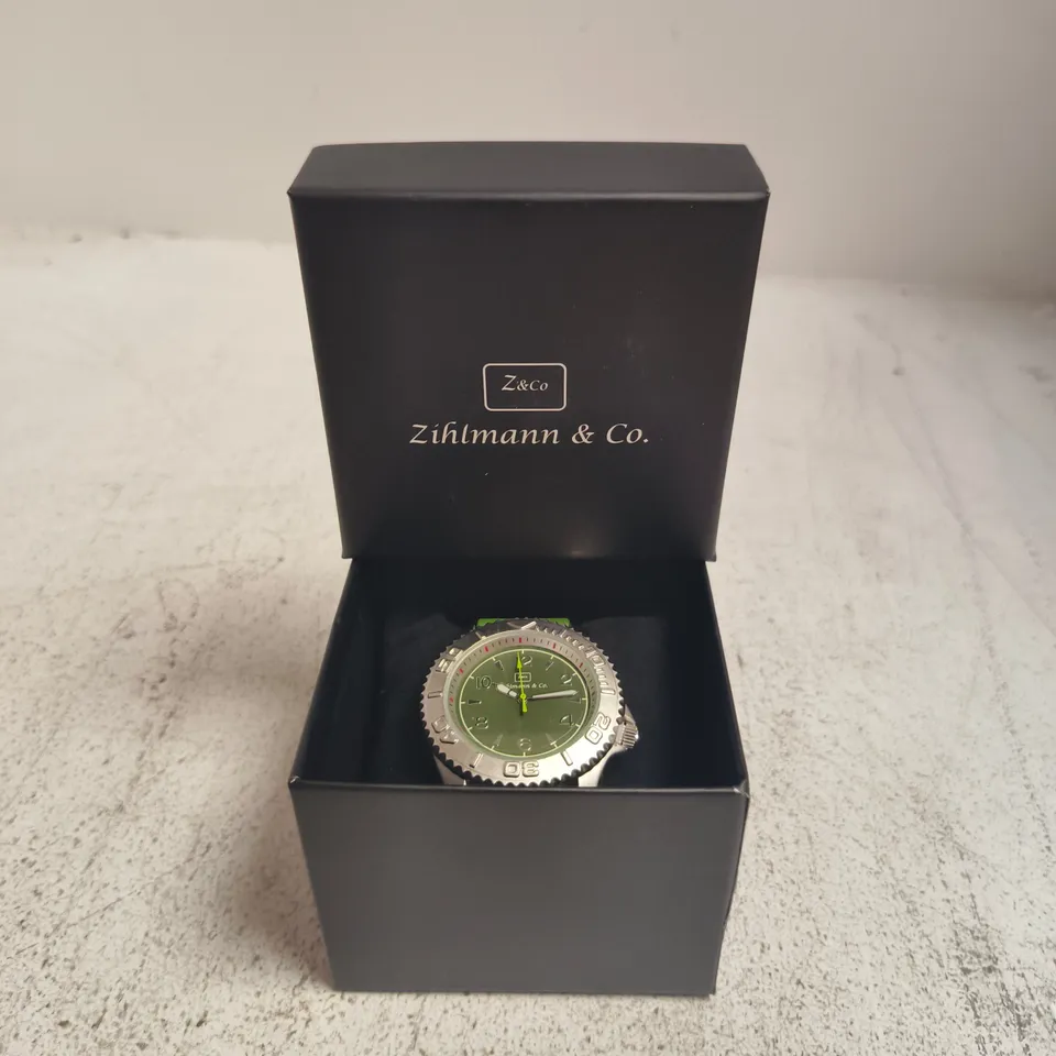 ZIHLMANN & CO. DIVER WATCH – GREEN DIAL & RUBBER STRAP