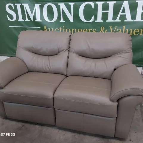 QUALITY BRITISH DESIGNER G PLAN WASHINGTON POWER RECLINING TWO SEATER SOFA CAPRI MUSHROOM LEATHER