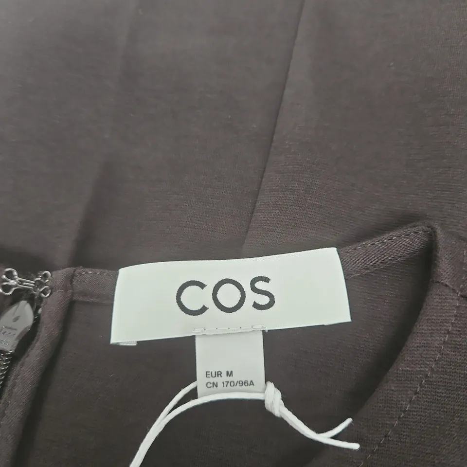 COS BROWN DRESS – LONG-SLEEVE WITH TWIST KNOT DETAIL SIZE M
