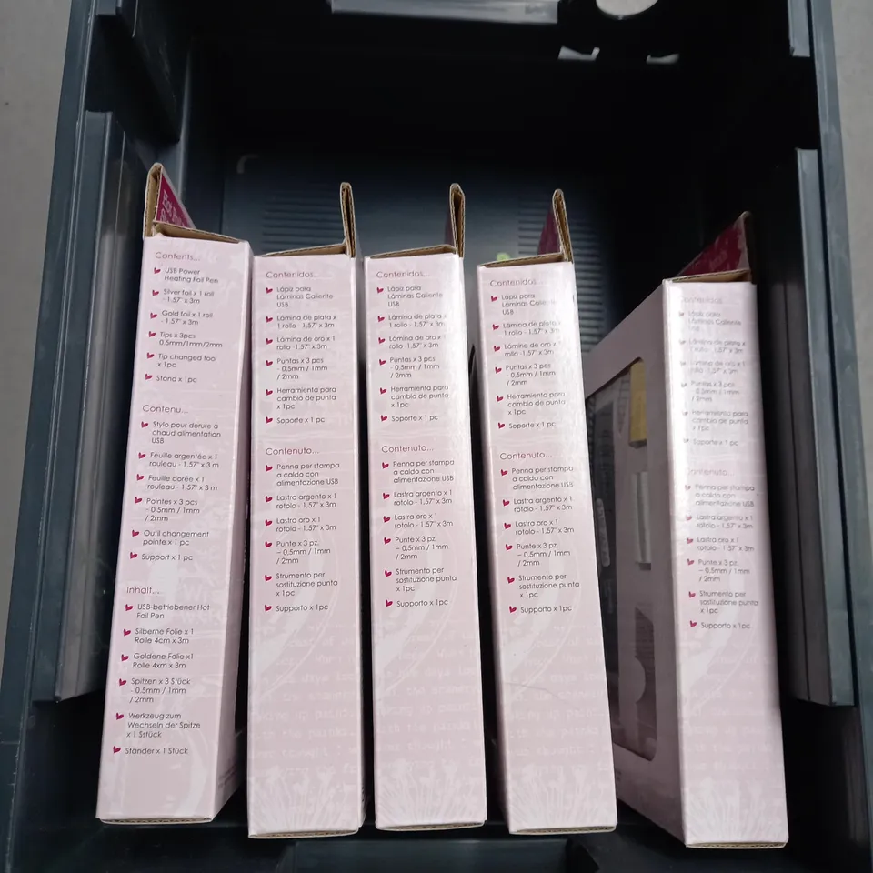 TOTE OF ASSORTED BOTTLE CAPS AND HOT FOIL PEN STARTER KIT 