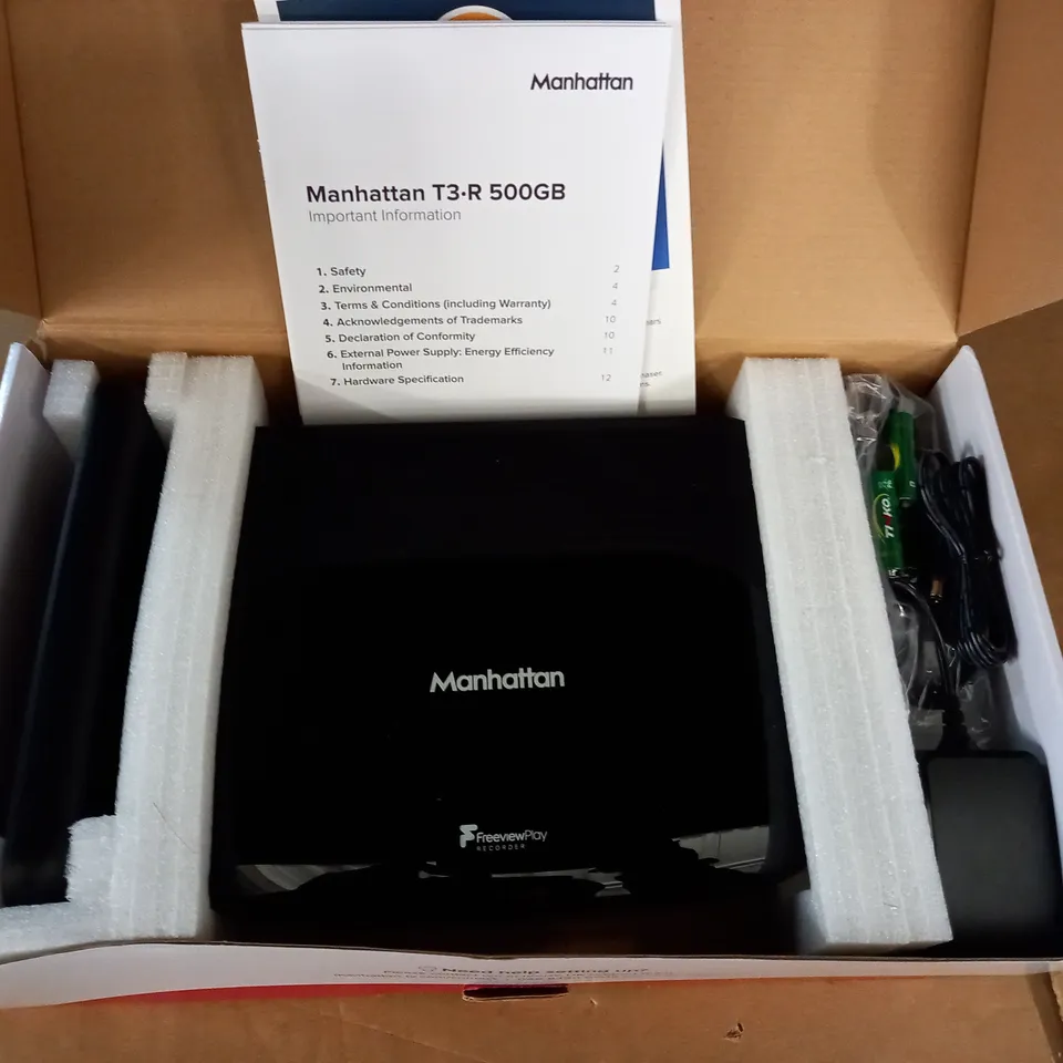 BOXED MANHATTAN T3-R 500GB FREEVIEW PLAY RECORDER