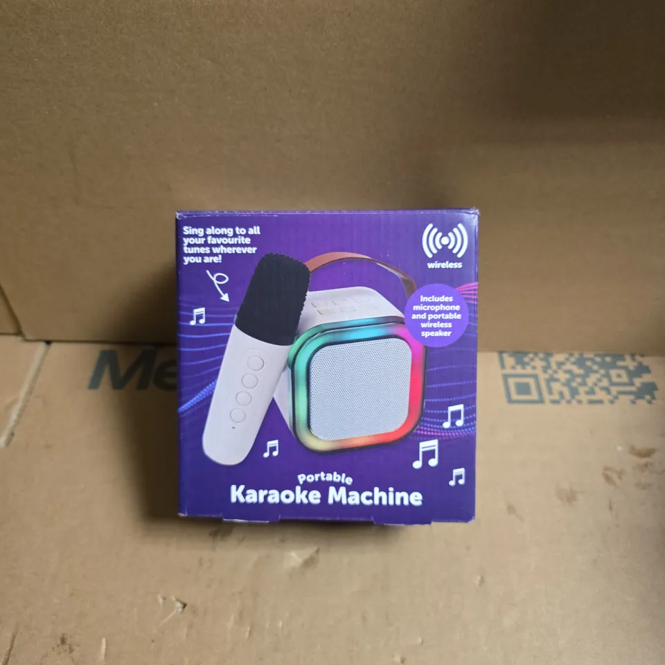 PORTABLE KARAOKE MACHINE WITH WIRELESS MICROPHONE – BOXED