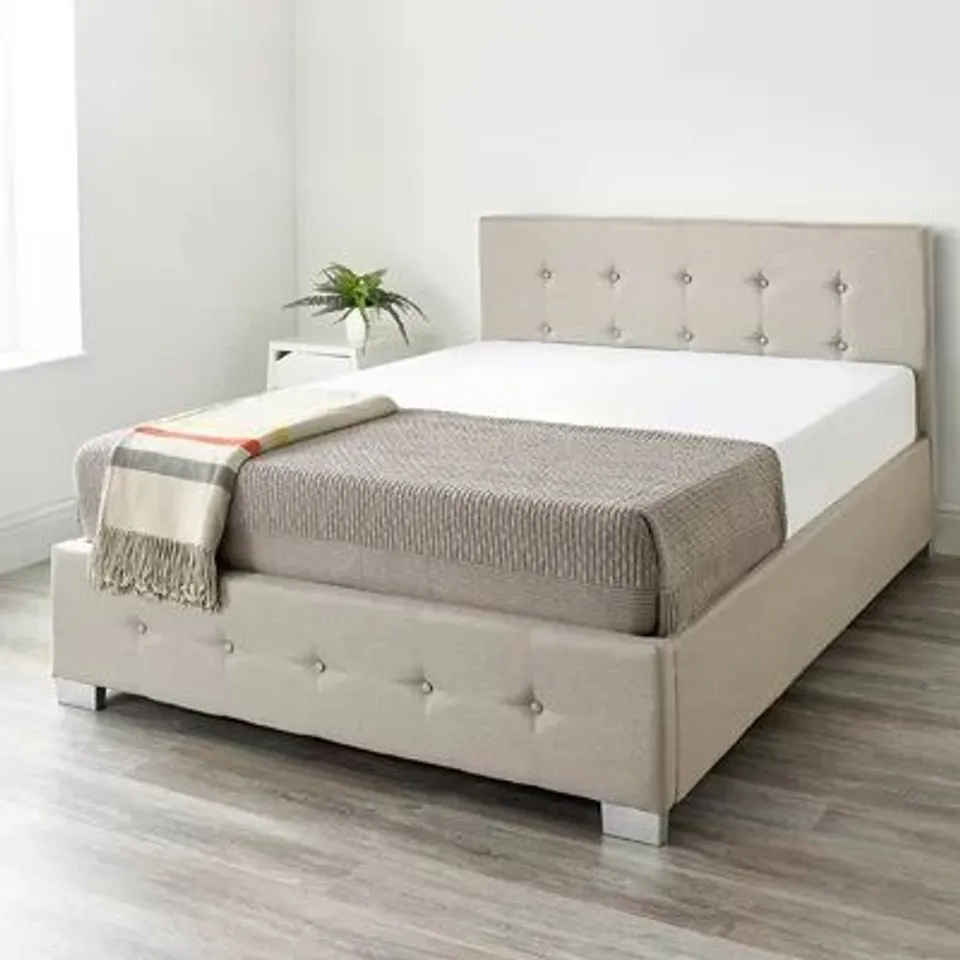 BOXED LAGGAN UPHOLSTERED OTTOMAN BED KINGSIZE - BLACK (2 BOXES)