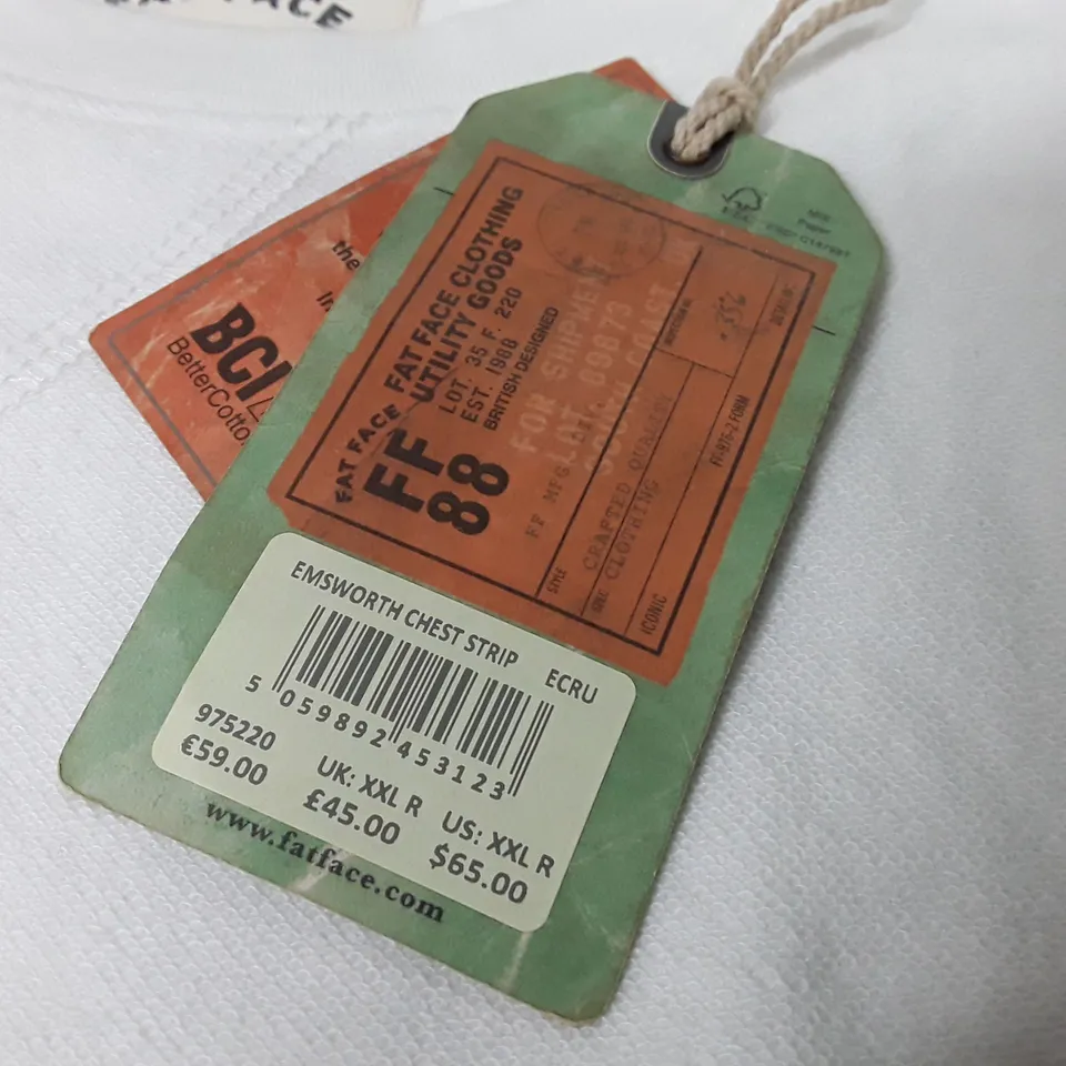 FAT FACE ELLSWORTH CHESTVSTRIP JUMPER IN ECRU - UK XXL R