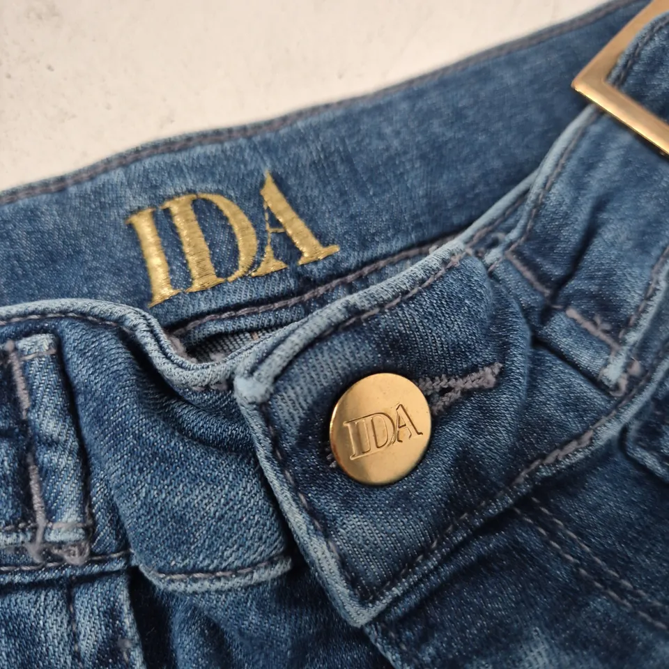 UK 8 MINNIE DENIM JEANS - HIGH TOP FULL LENGTH WIDE-LEG FLARED, LAZY AFTERNOON