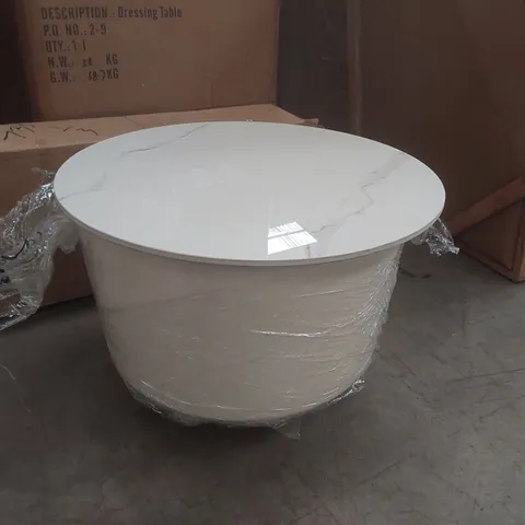 FAUX MARBLE SIDE TABLE WITH STORAGE
