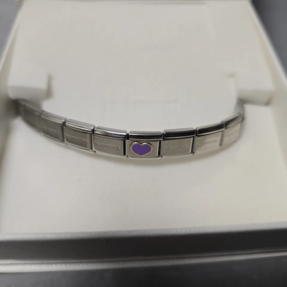 BOXED NOMINATION PURPLE HEART STRECH BRACELET 