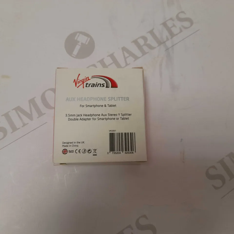 BOX OF APROX 10 VIRGIN TRAINS AUX HEADPHONE SPLITTERS 3.5MM