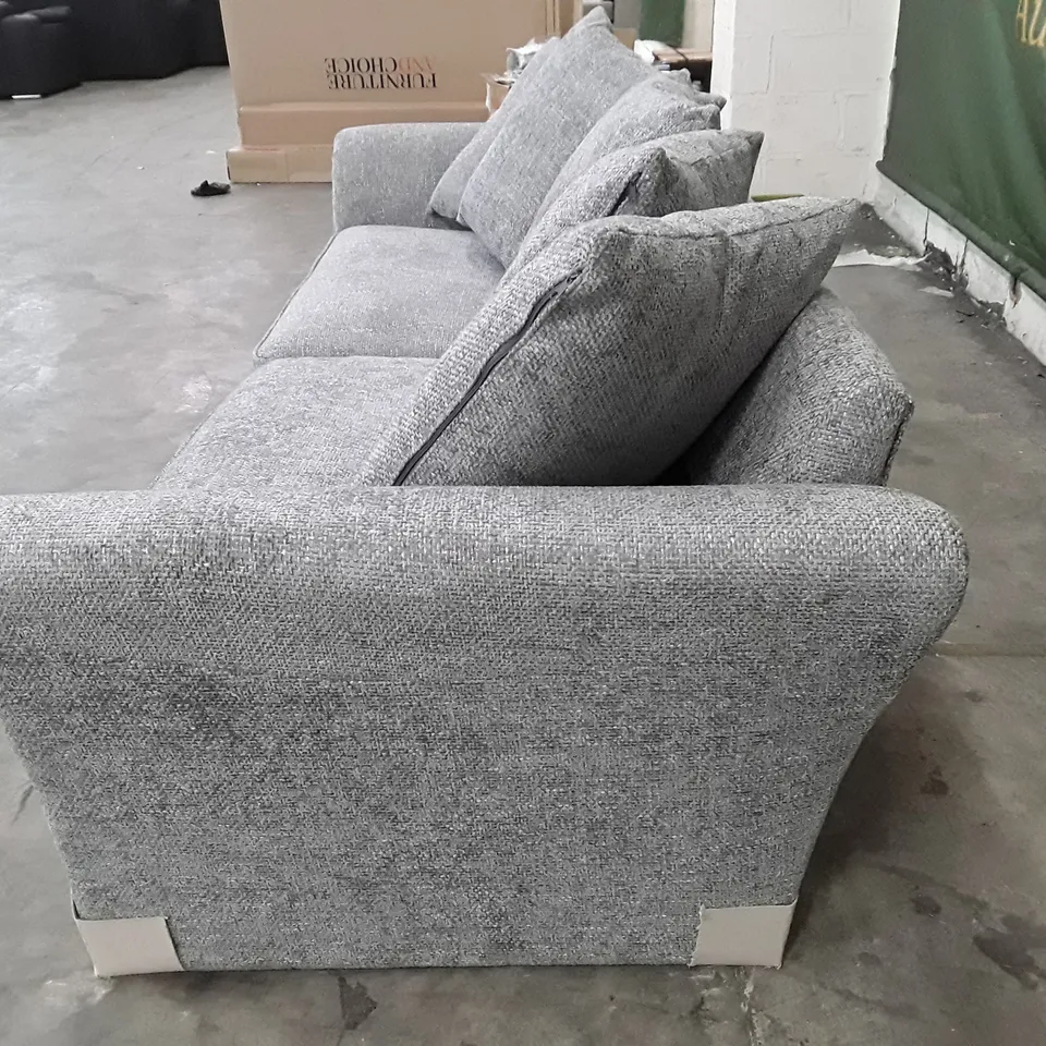 QUALITY DESIGNER DURY CHUNKY WEAVE 4 SEATER SOFA - GREY FABRIC 