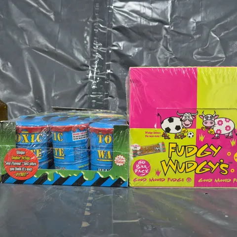 APPROXIMATELY 5 ASSORTED FOOD ITEMS TO INCLUDE TOXIC WASTE MULTIPACK, FUDGY WUDGY'S MULTIPACK, ETC