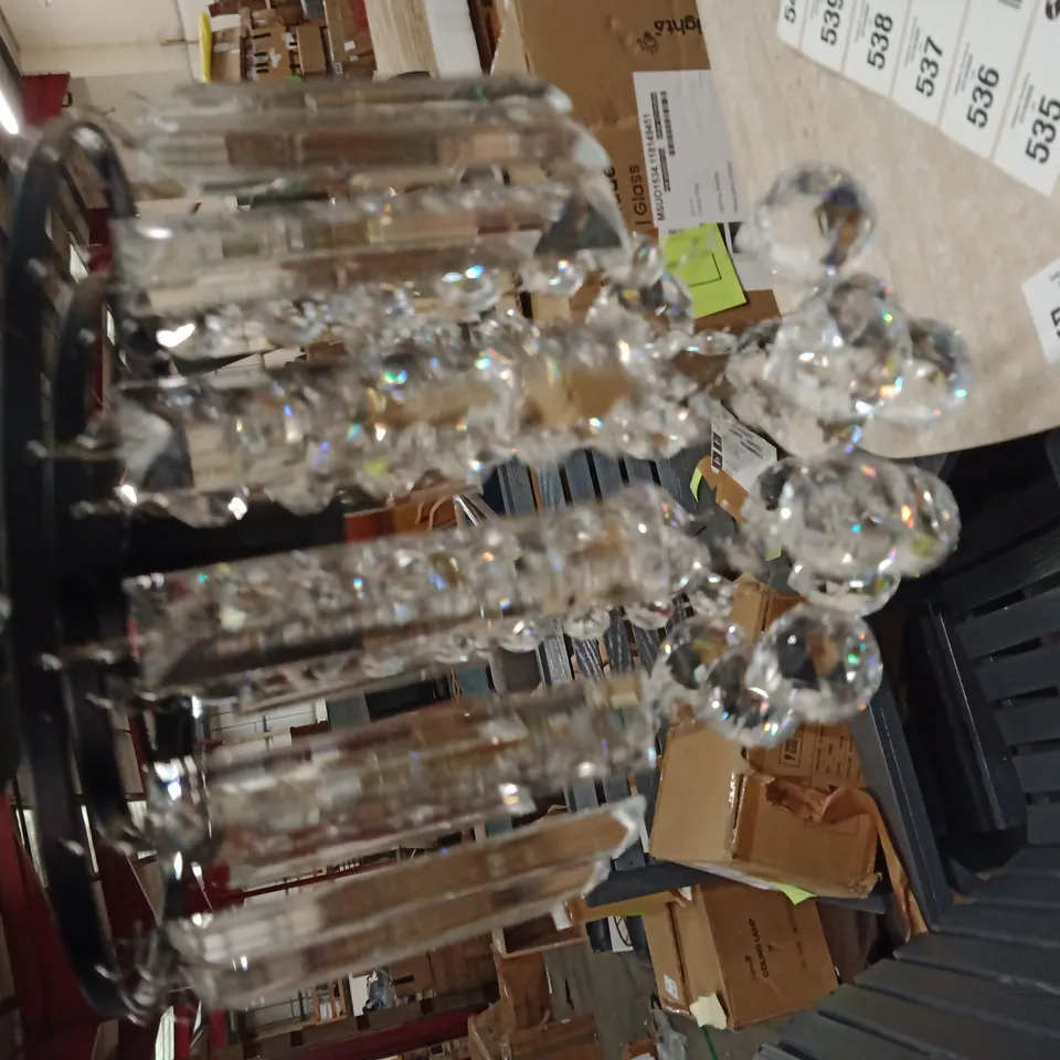 CEILING LIGHT FIXTURE – CRYSTAL FLUSH MOUNT, BLACK FINISH