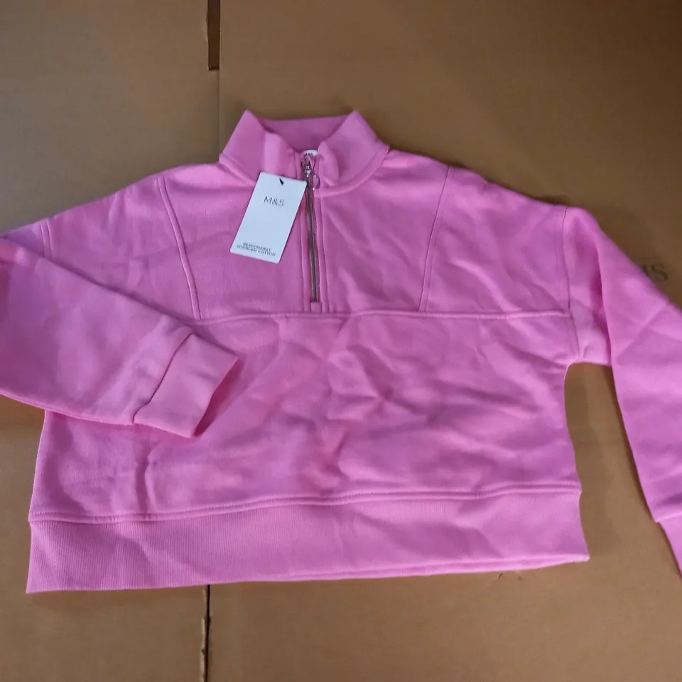 M&S PINK HALF ZIP KIDS JUMPE R- 9/10 YEARS