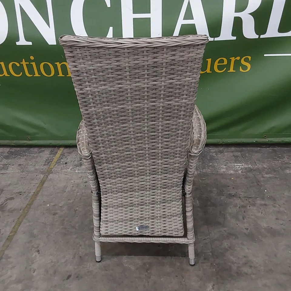 DESIGNER MANUAL RECLINER RATTAN ARMCHAIR WITH CUSHION