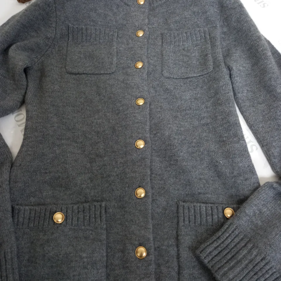 ZARA BUTTON LONG CARDIGAN IN GREY - SMALL