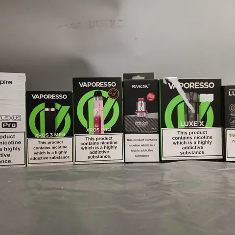 BOX OF APPROXIMATELY 20 E-CIGARETTES TO INCLUDE SMOK, VAPORESSO, ASPIRE 