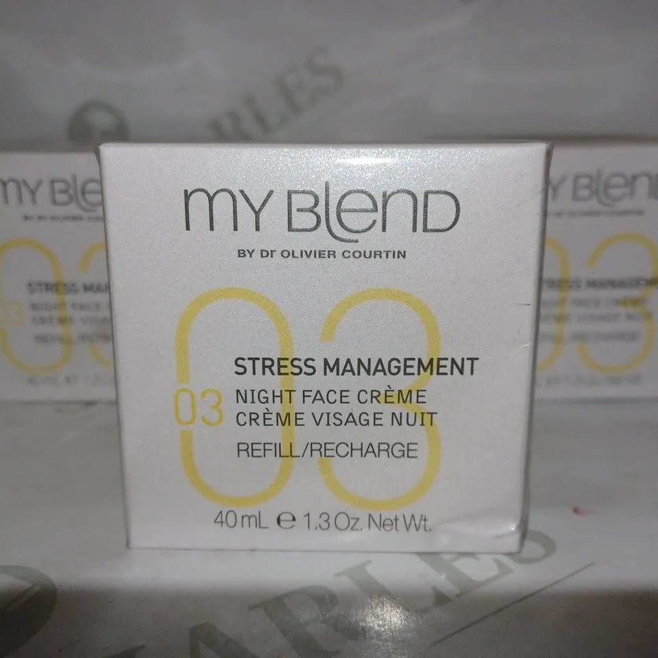 LOT OF APPROX 10 X 40ML MY BLEND 03 STRESS MANAGEMENT NIGHT FACE CREME 