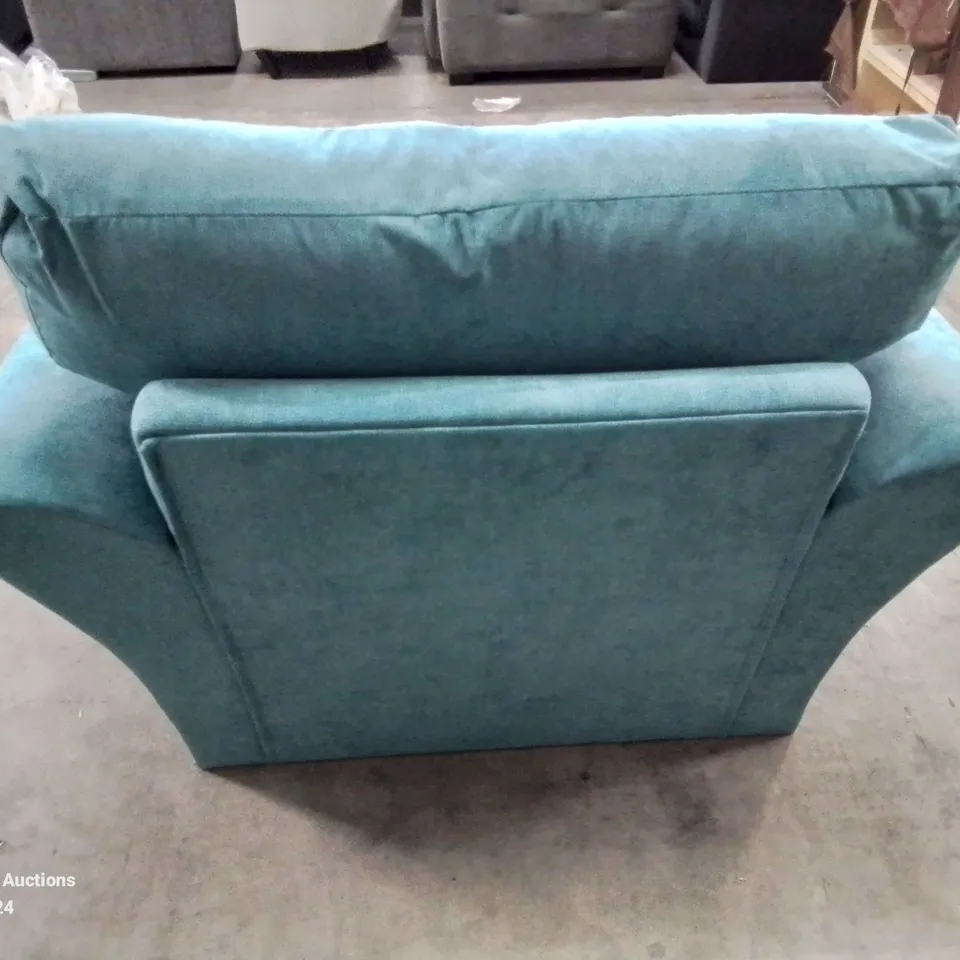 QUALITY DESIGNER FABRIC UPHOLSTERED DURY FIXED BACK CHAIR -TEAL-