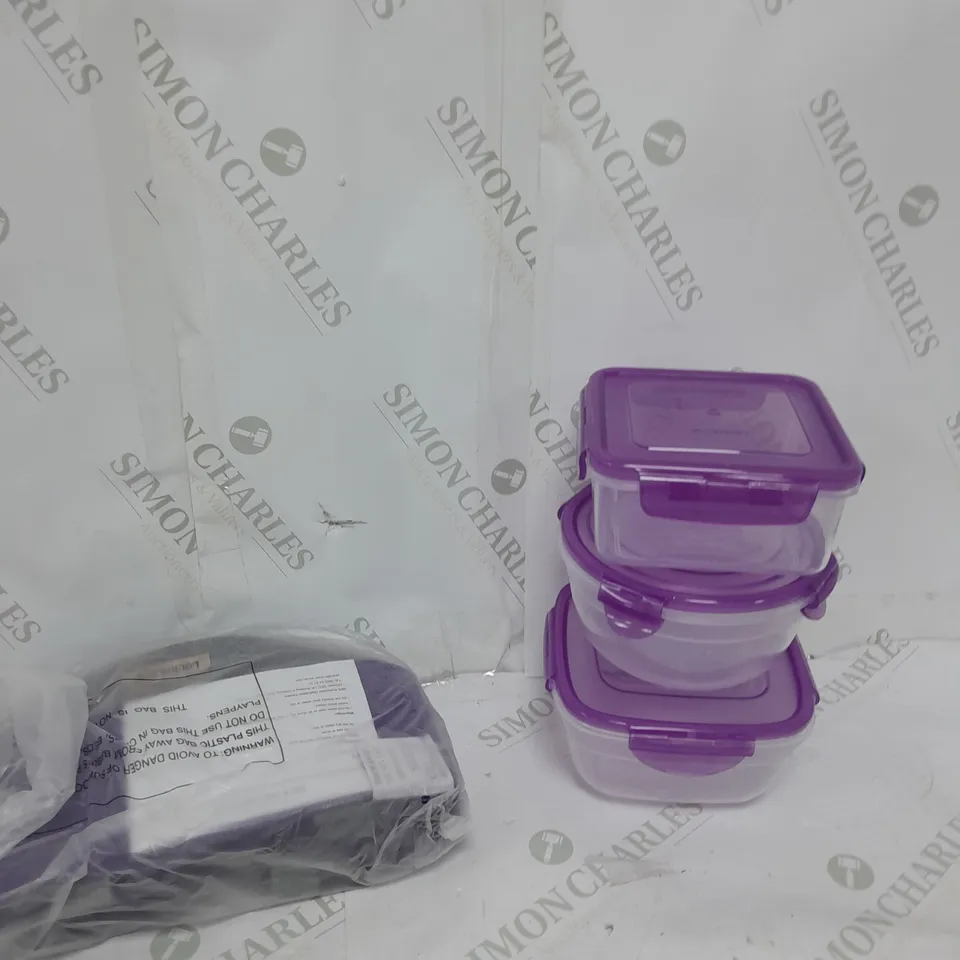 LOCKNLOCK SET 3 MINI TUPPERWARE AND TOTES IN PURPLE 
