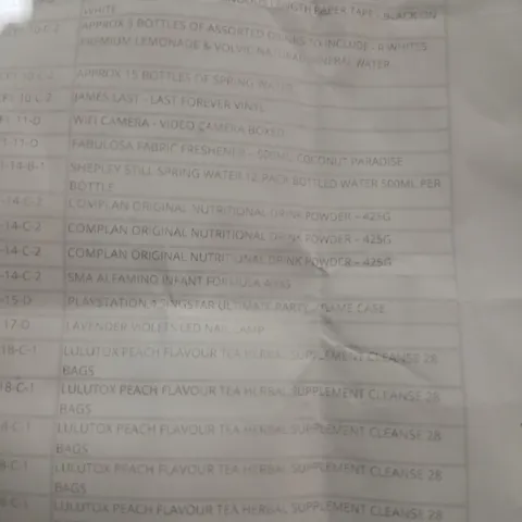 CAGE OF ASSORTED PRODUCTS TO INCLUDE; SMARTWATCH BAND, HEAT HERO COOLING FAN, JAMES LAST VINYL LP, WIFI CAMERA, LAVENDER VIOLETS LED NAIL LAMP, DINO STRIKE BATTLE AND PEPSI MAX 2L