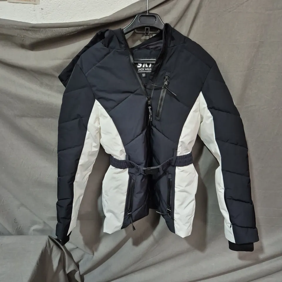 JACK WILLS SKI JACKET – WOMEN'S, NAVY WITH WHITE PANELS, UK 10
