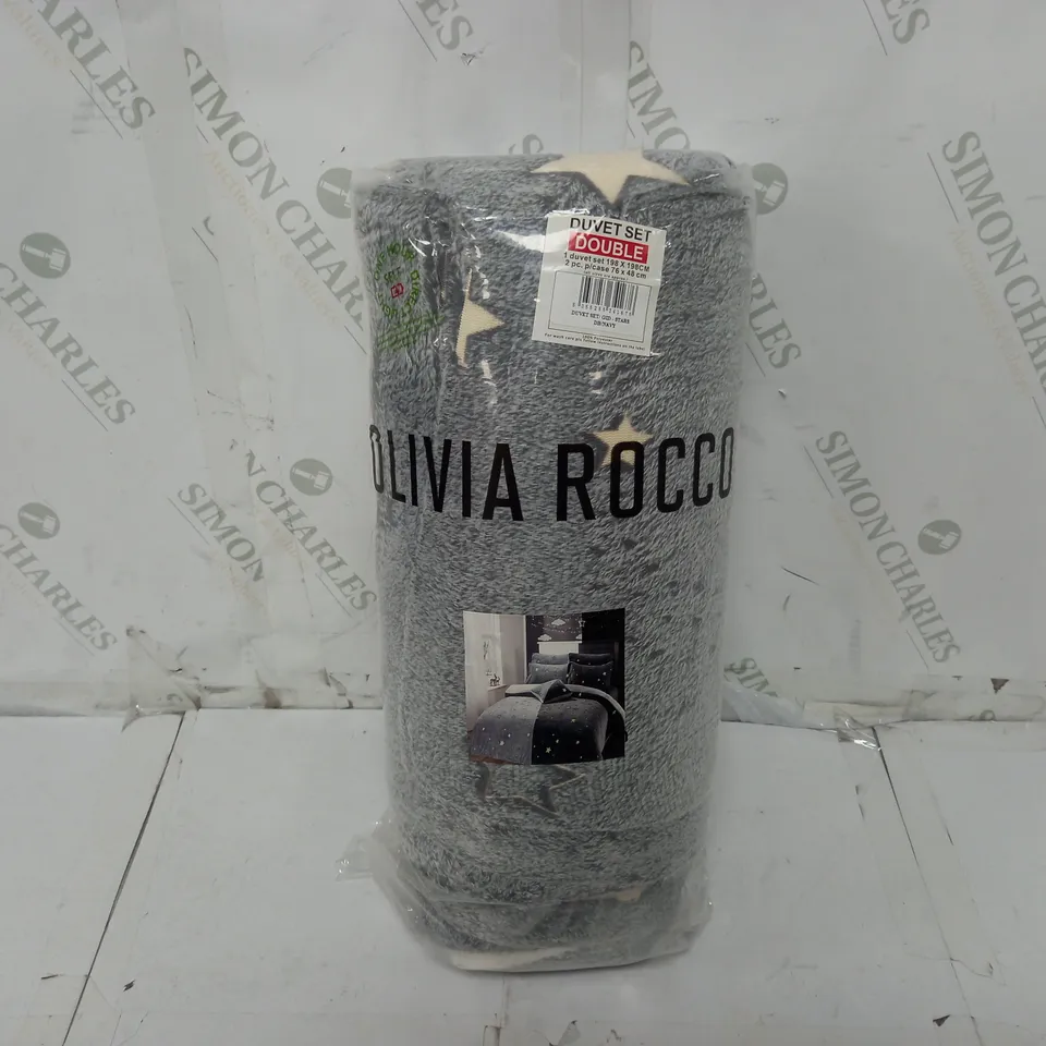 OLIVIA ROCCO STARS DOUBLE DUVET SET IN GREY