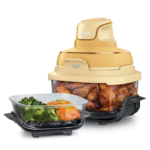 BOXED NINJA CRISPI 4 IN 1 PORTABLE GLASS AIR FRYER YELLOW