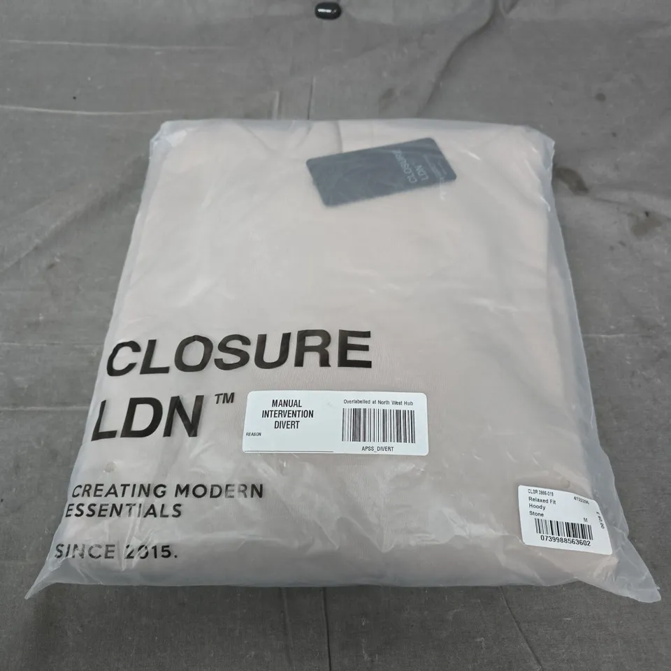 Closure LDN Relaxed Fit Hoody – Stone, UK M