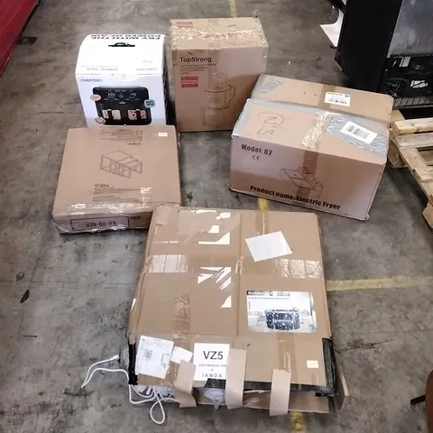 PALLET OF ASSORTED ITEMS TO INCLUDE: ELECTRIC FRYER, AIR FRYER, MULTIFUNCTIONAL FOOD PROCESSOR, NESTING TABLES, PORTABLE BATH TUB ECT