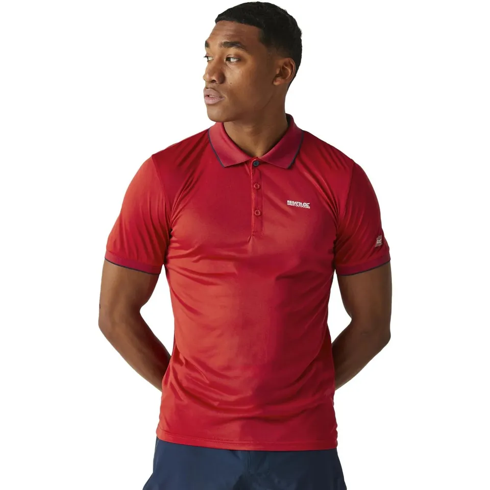 BRAND NEW REGATTA MENS REMEX II JERSEY POLO SHIRT IN DANGER RED SOLID SIZE SMALL