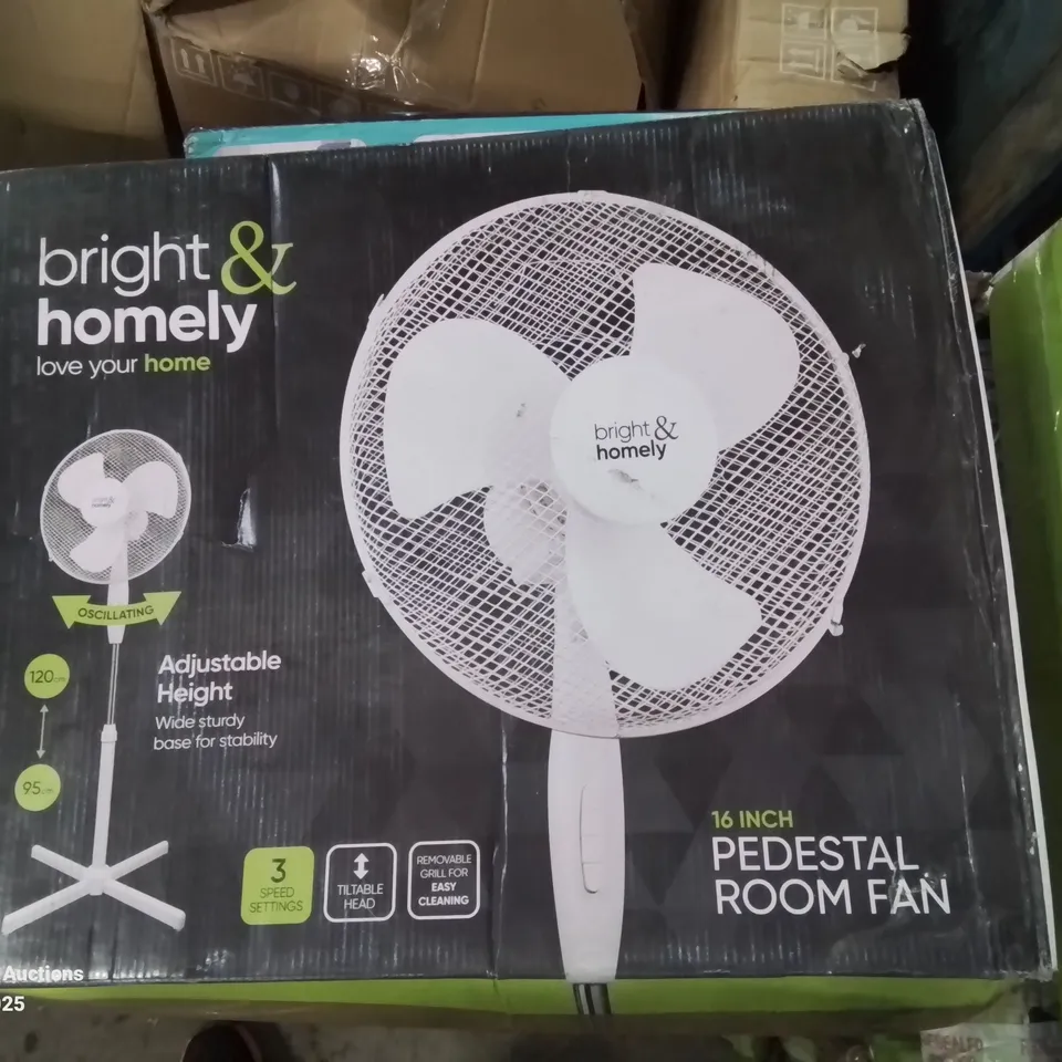 BOXED BRIGHT & HOMELY 16 INCH PEDESTAL ROOM FAN 