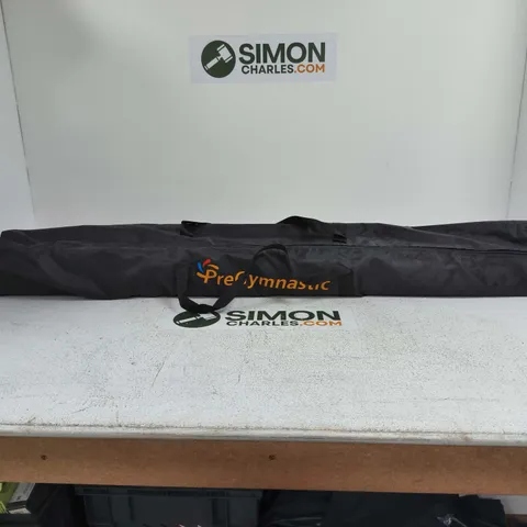 FOLDED PURPLE GYMNASTICS BALANCE BEAM IN CARRY BAG