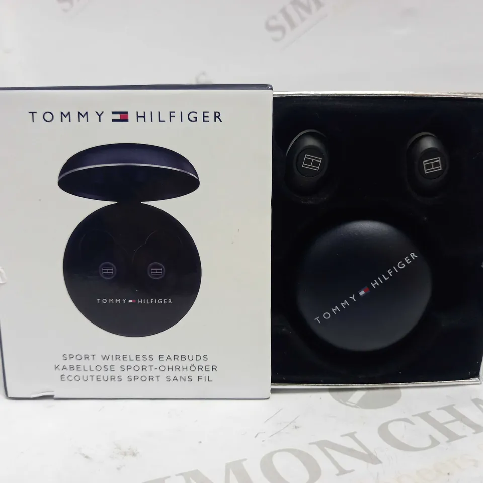 TOMMY HILFIGER SPORT WIRELESS EARBUDS METAL CASE BLACK 