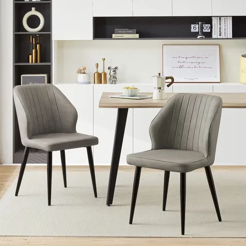 BOXED SET OF 2 DANFORTH LUXURY UPHOLSTERED KITCHEN DINING CHAIRS IN GREY