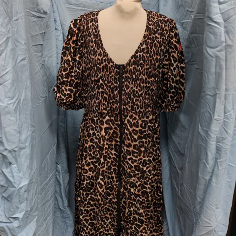 SCAMP & DUDE LEOPARD PRINT ZIP-FRONT MAXI DRESS, UK SIZE 16