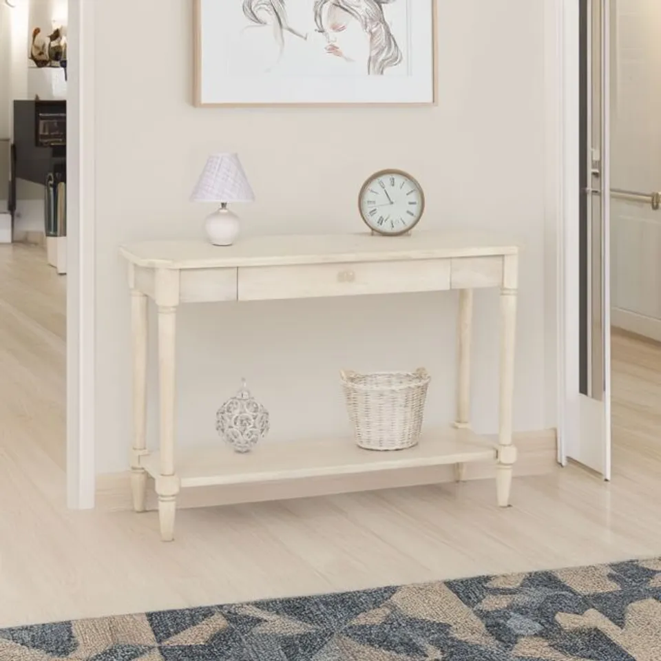 BOXED CHANTILLY CONSOLE TABLE - FINISH ANTIQUE WHITE (1 BOX)