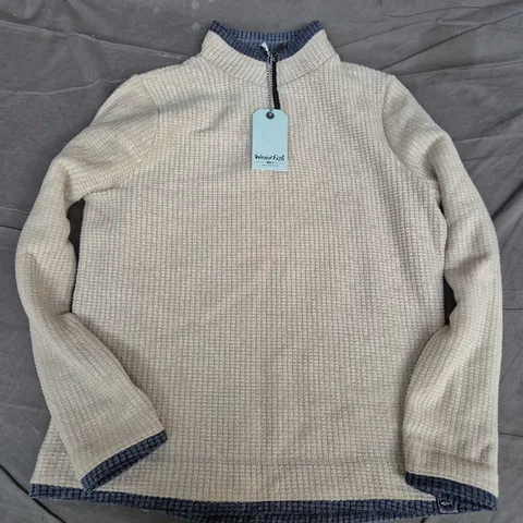 WEIRD FISH BEYE 1/4 ZIP GRID FLEECE IN CREAM - SIZE 16