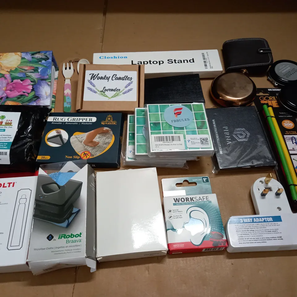 LOT OF 23 ASSORTED HOUSEHOLD ITEMS TO INCLUDE PLANT POT FEET, POLTI KALSTOP AND RUG GRIPPER