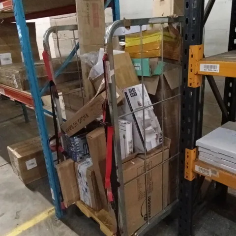 CAGE OF ASSORTED HOUSEHOLD GOODS AND ITEMS TO INCLUDE; WATER GUN, KITCHEN CANNISTER SET, CLEANING SCRUBBER, GRINDING MACHINE ETC - CAGE NOT INCLUDED 