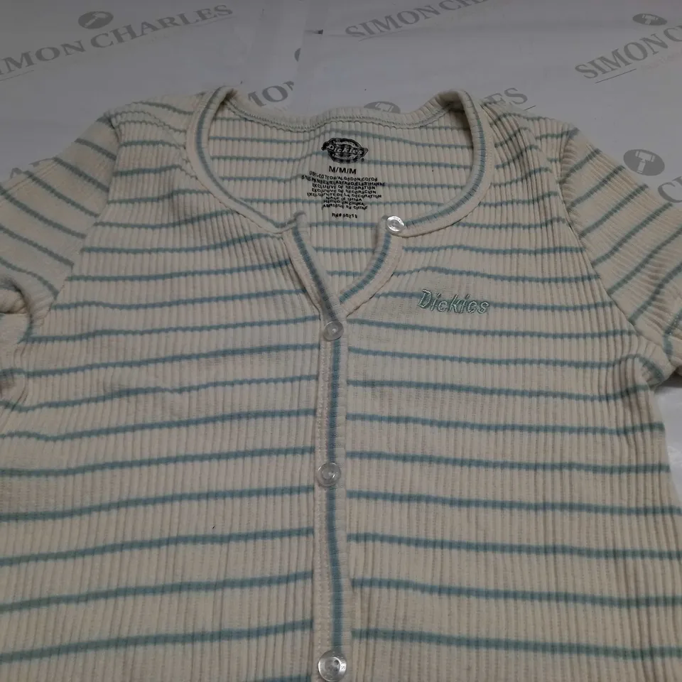 DICKIES KIDS BUTTON STRIPED CARDIGAN IN CREAM/BLUE - MEDIUM
