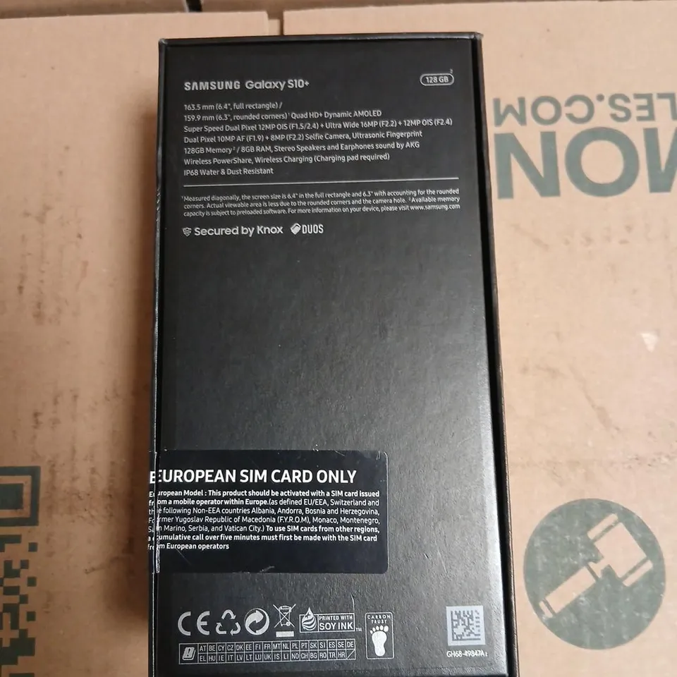 SAMSUNG GALAXY S10+ 128GB - BLACK (EU SIM CARD ONLY)