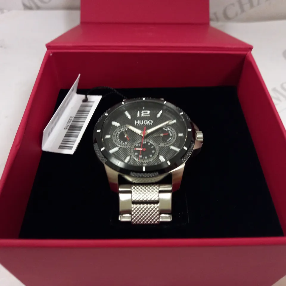 HUGO SPORT BLACK DIAL AND STAINLESS STEEL BRACELET GENTS WATCH RRP £199