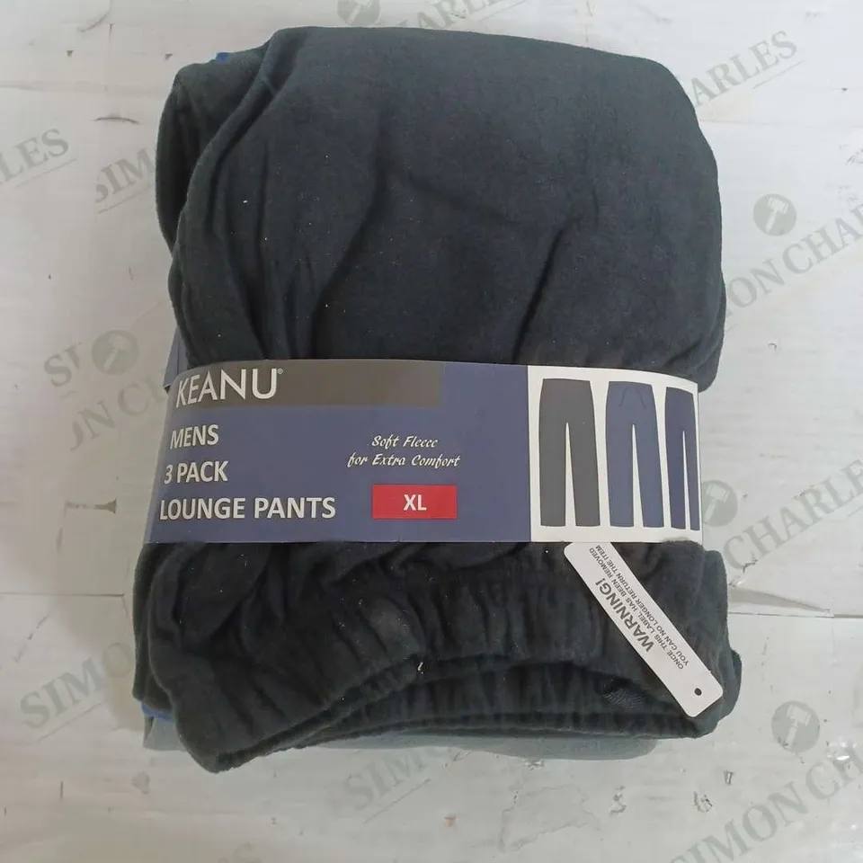 KEANU MENS 3 PACK OF LOUNGE PANTS - XL