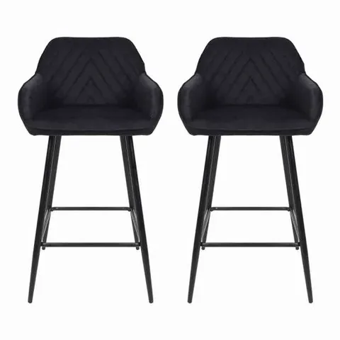 BOXED SET OF 2 NEO CADIZ VELVET BAR STOOLS - BLACK (1 BOX)