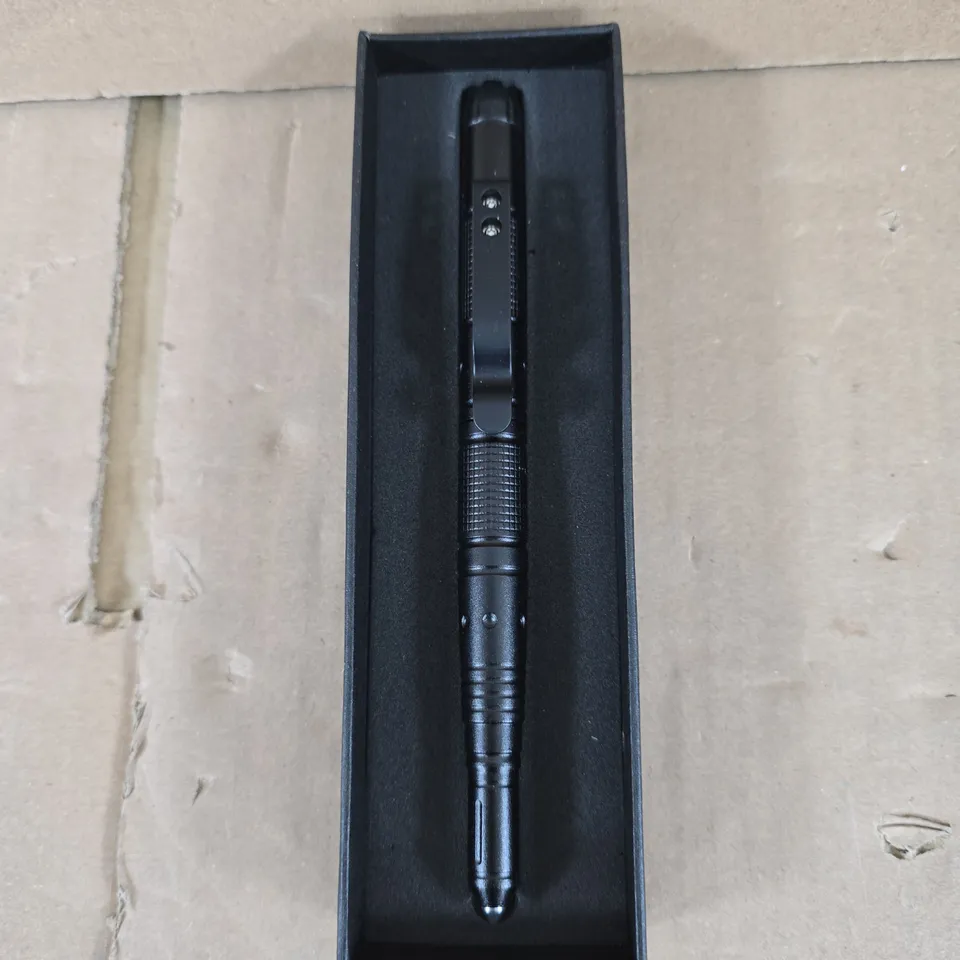 BLACK TACTICAL & SELF DEFENSE PEN WITH CLIP – BOXED
